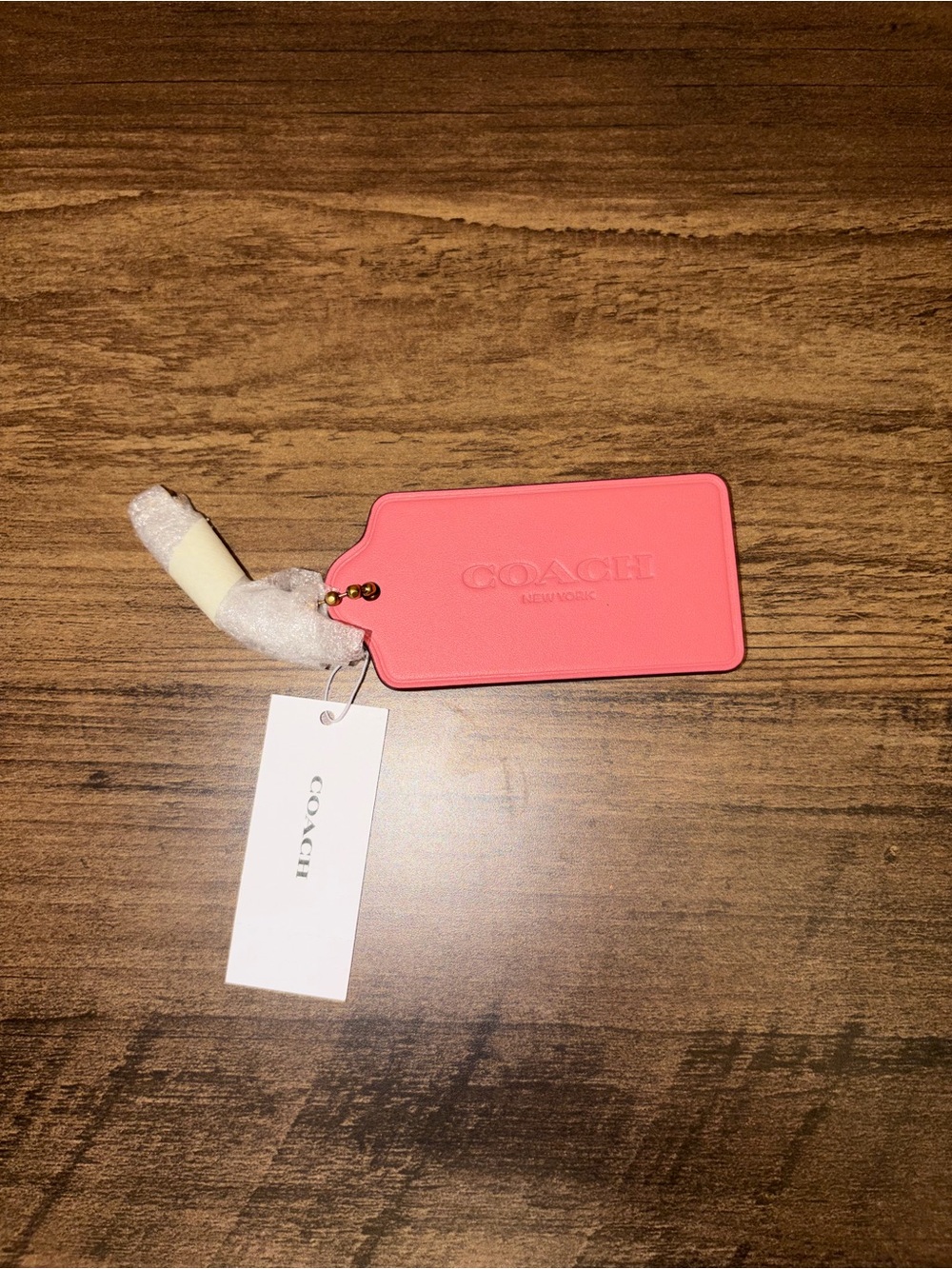 NWT Authentic Coach Large Leather Hangtag Bag Charm – Taffy Pink